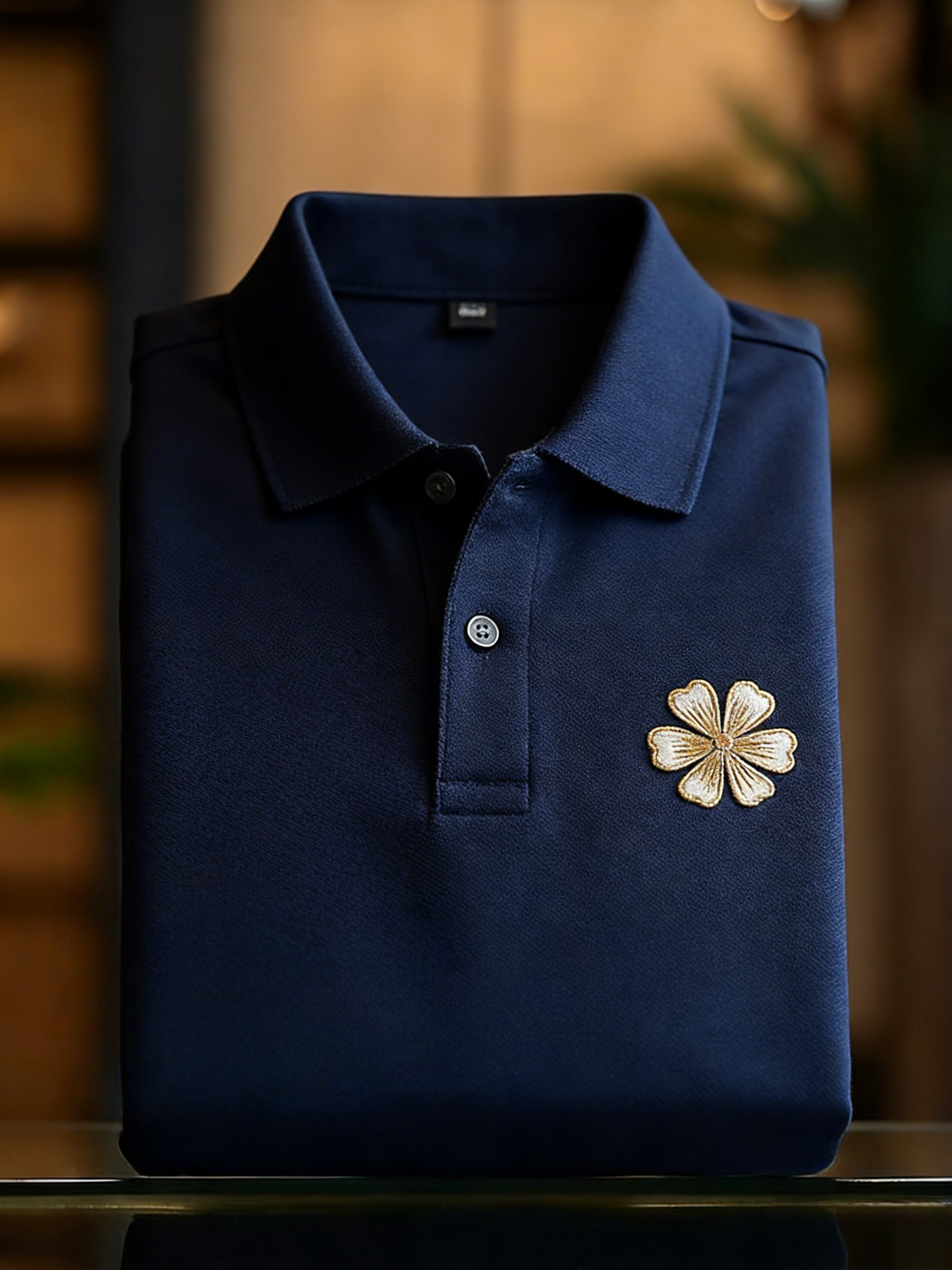 Men's Business Style Print Short Sleeved Polo Shirt