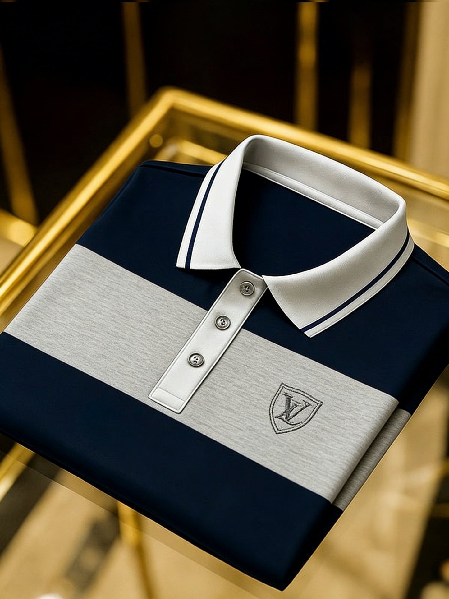 Men's Business Style Print Short Sleeved Polo Shirt