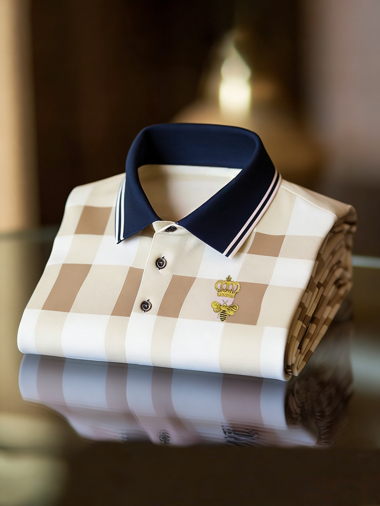 Men's Business Style Print Short Sleeved Polo Shirt