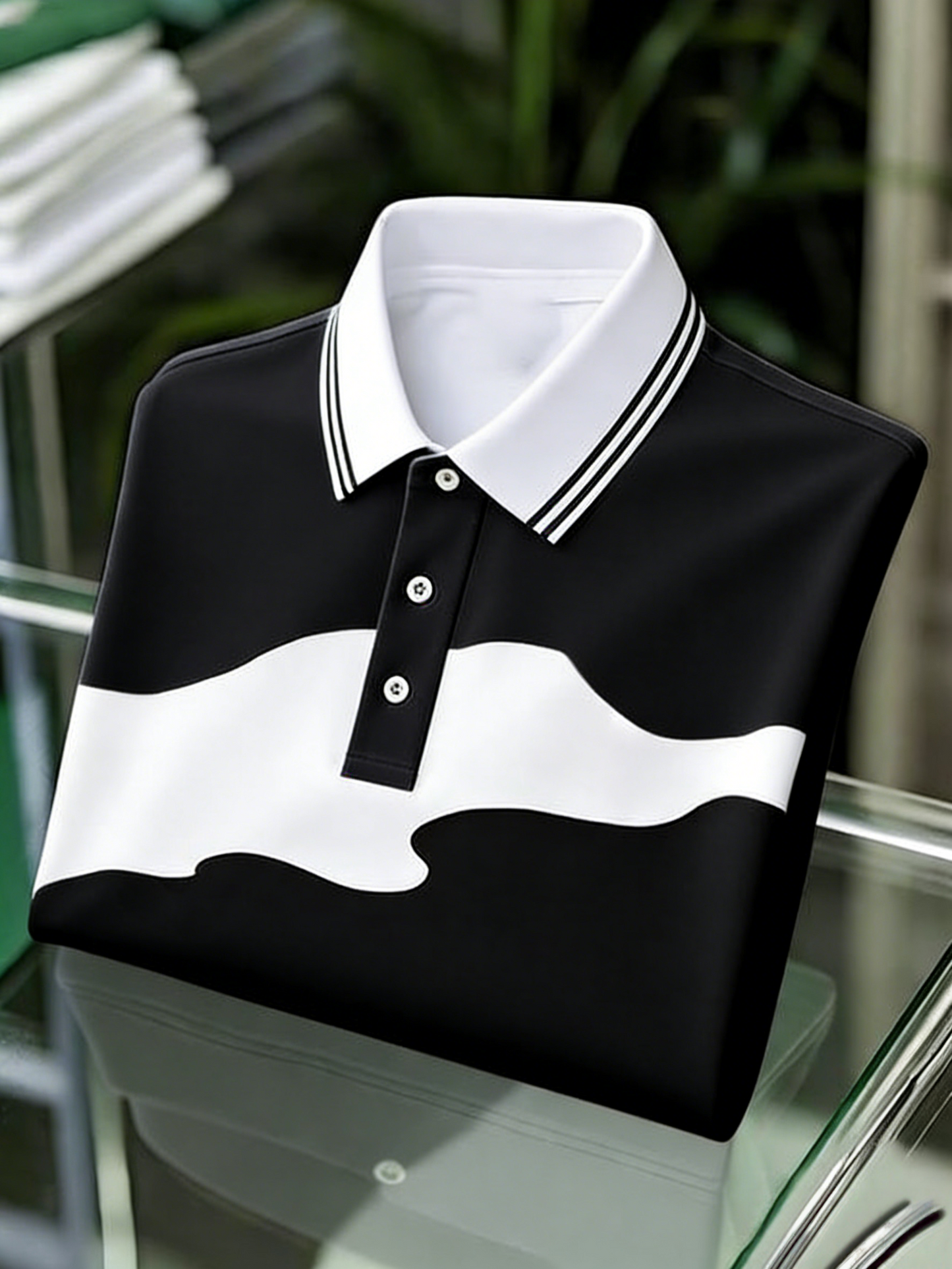 Men's Business Casual Button Short Sleeve Polo Shirt