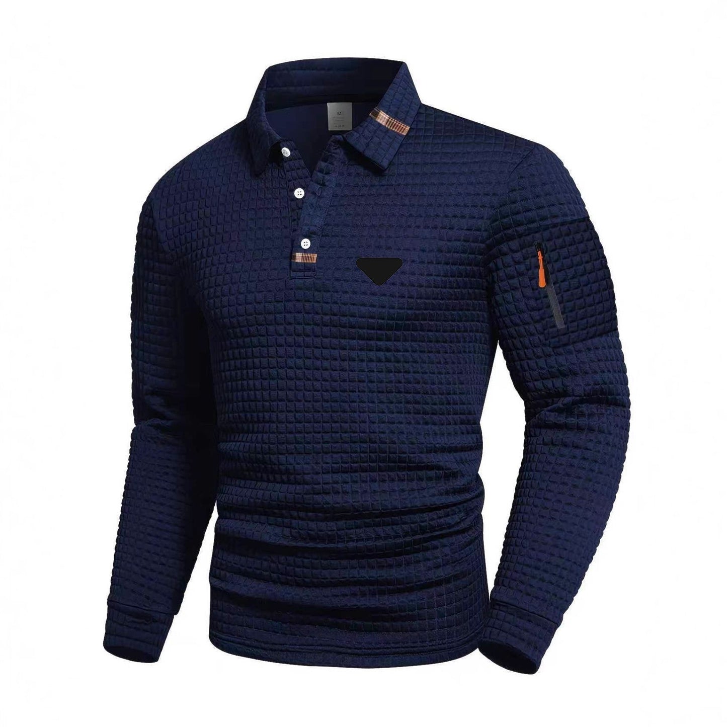 Men's Vintage Striped Long-Sleeved Henley Polo Shirt