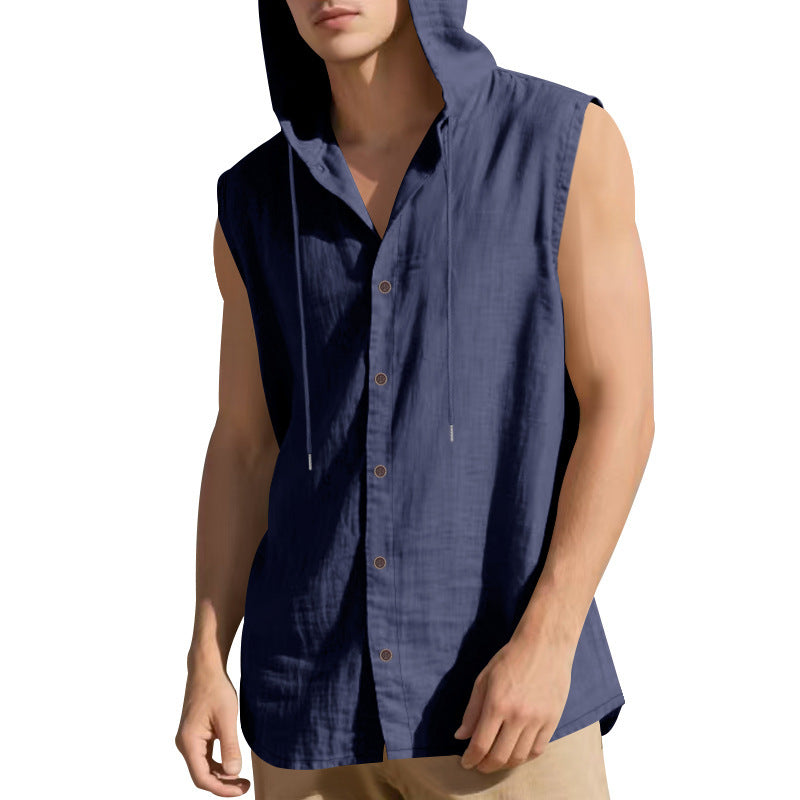 Men's Sleeveless Linen Shirt