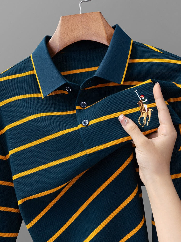 Men's Vintage Business Long Sleeve Polo Shirt