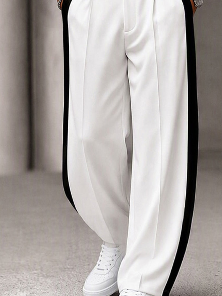 Urban Contrast Rib Mock Neck Top Pants Set