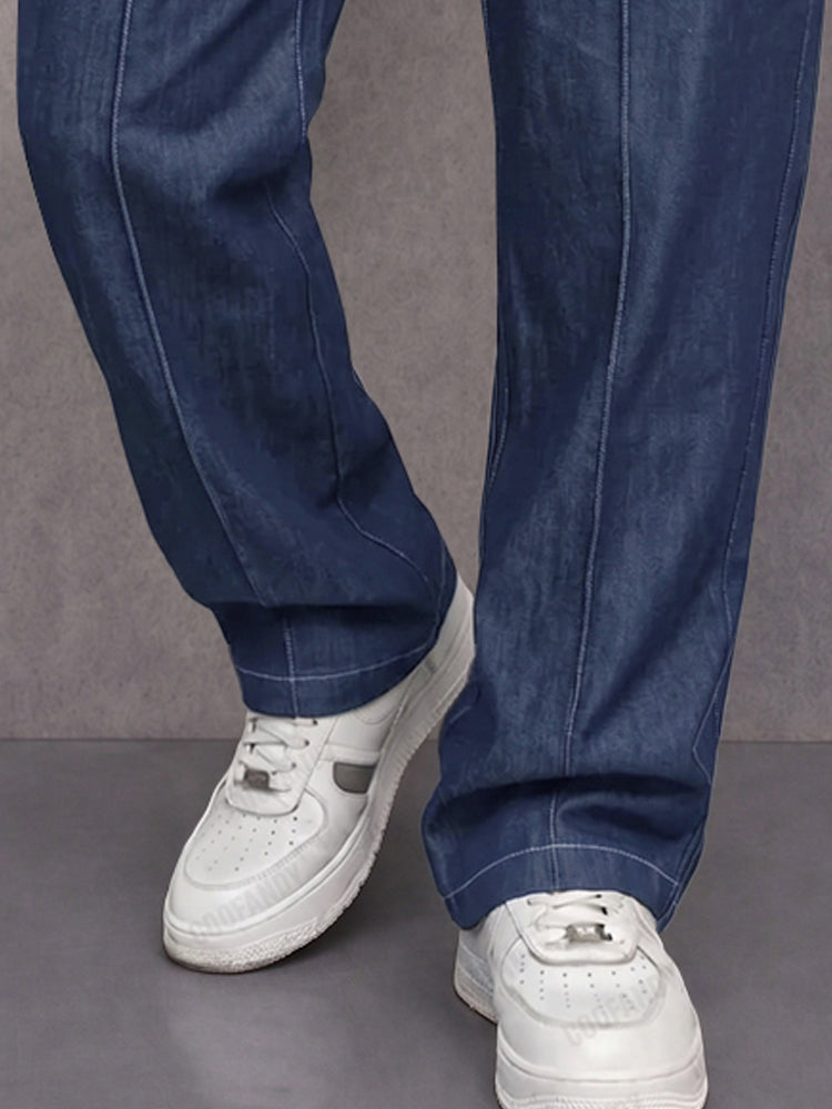 Casual Street Style Faux Denim Cargo Pants