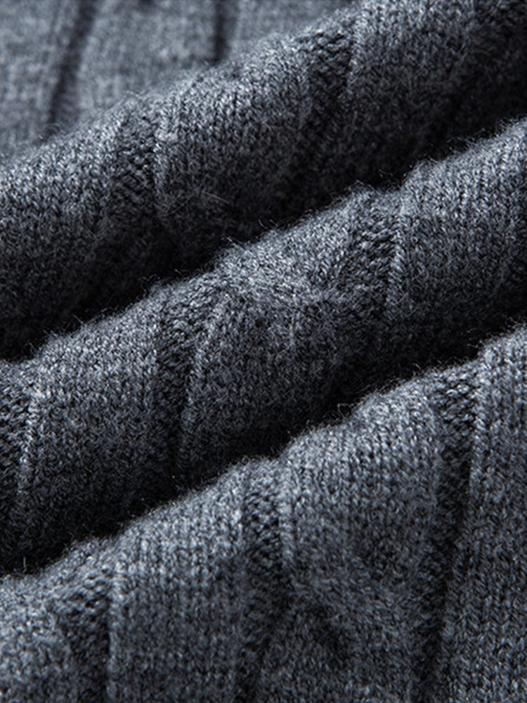 Cable Knit Quarter Zip Sweater Vintage Mock Neck Pullover
