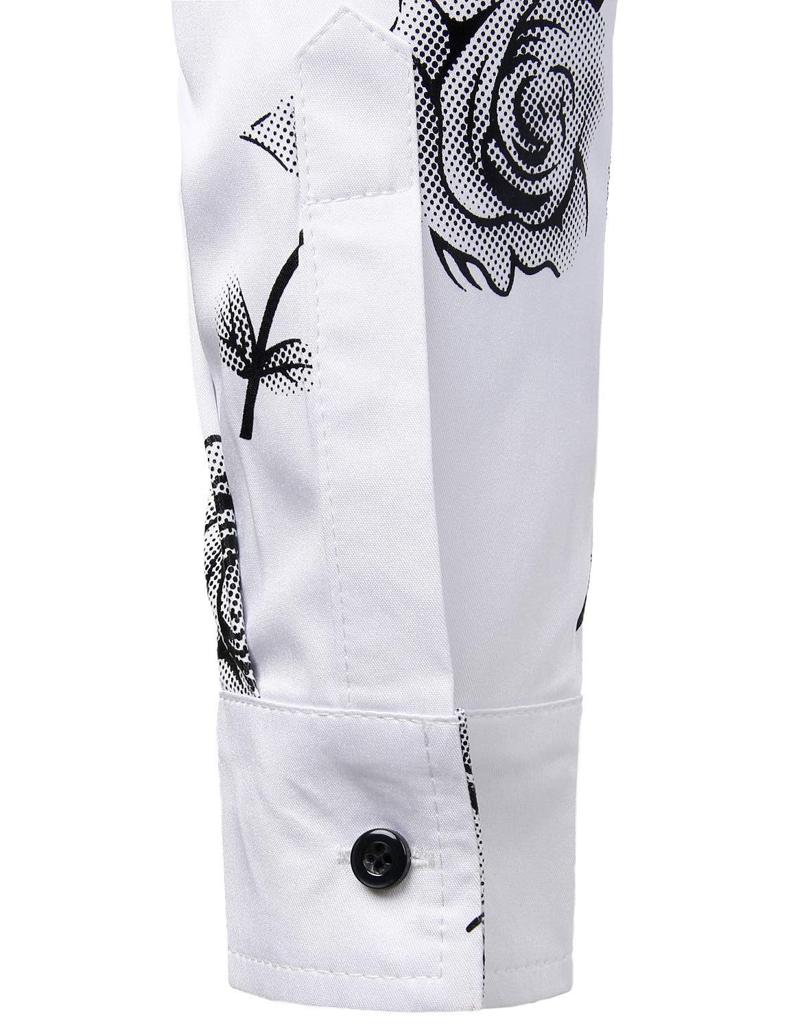 Men's Casual Rose Floral Print Button Up Long Sleeve Shirt