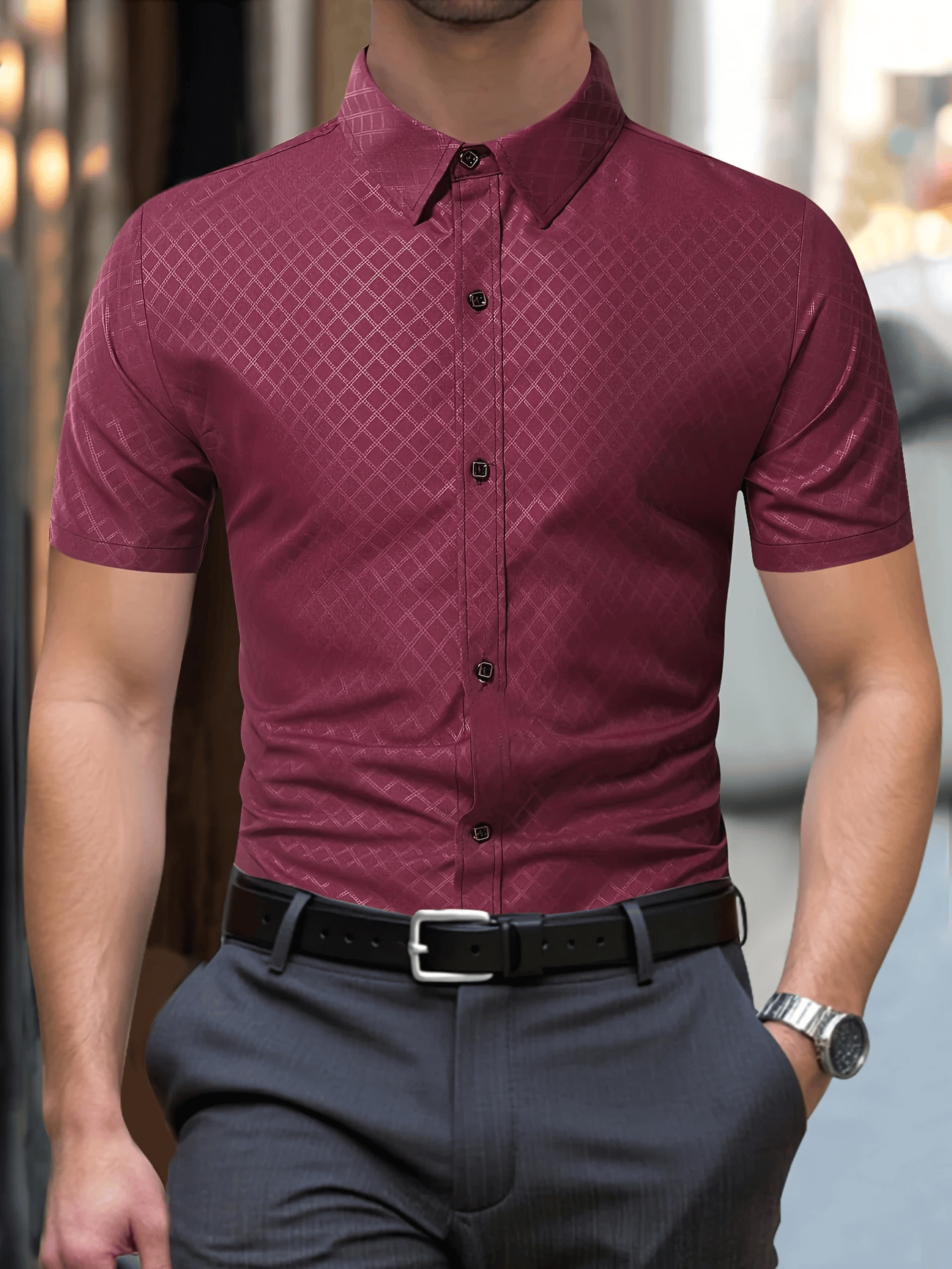 Men's Business Casual Button Short-sleeved Shirt