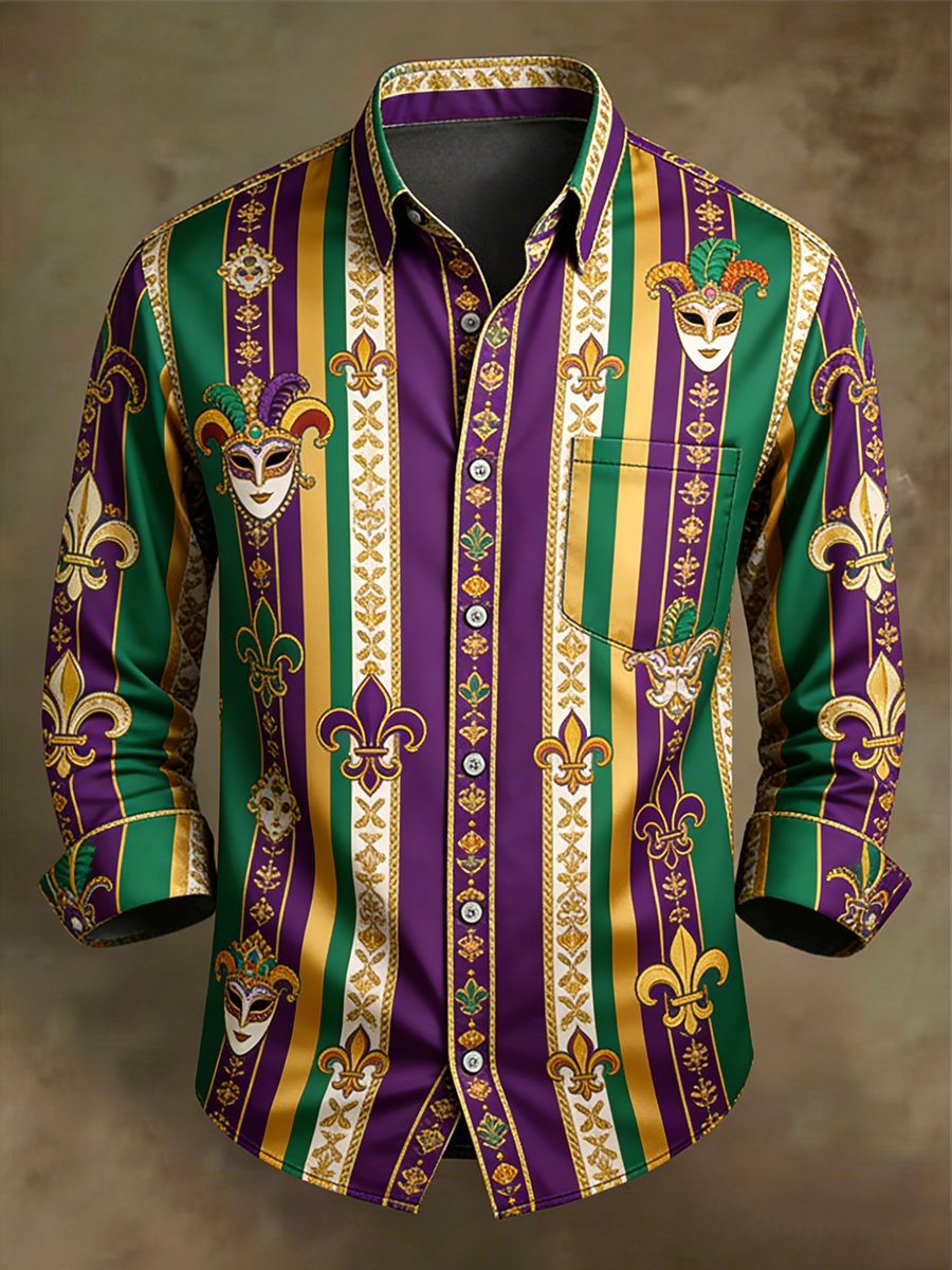 Men's Holiday Carnival Party Art Long-Sleeve Shirt