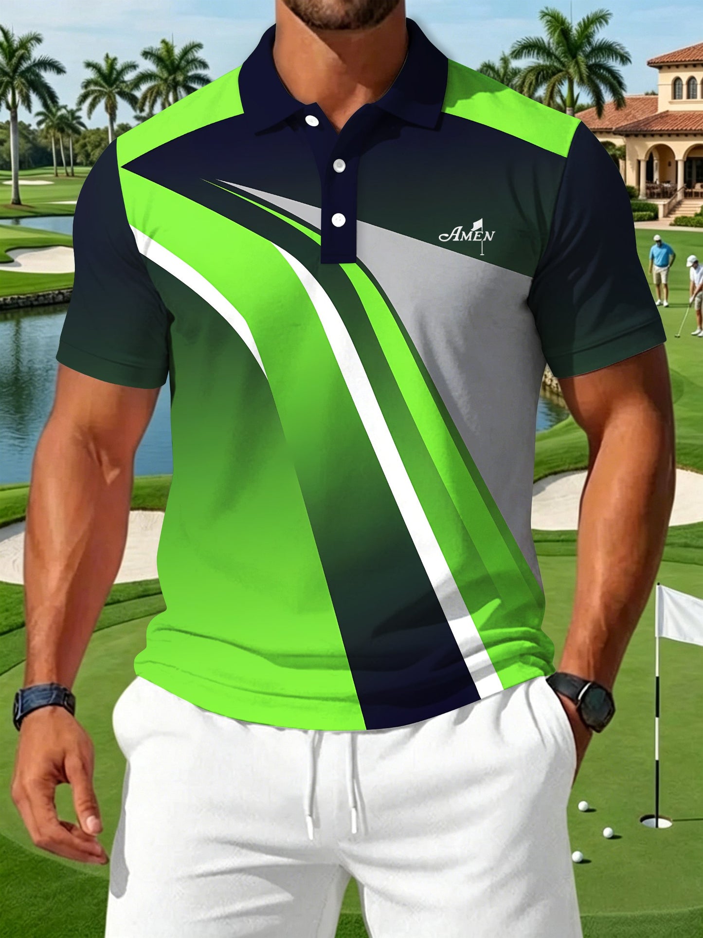 Men's Golf Print Casual Polo