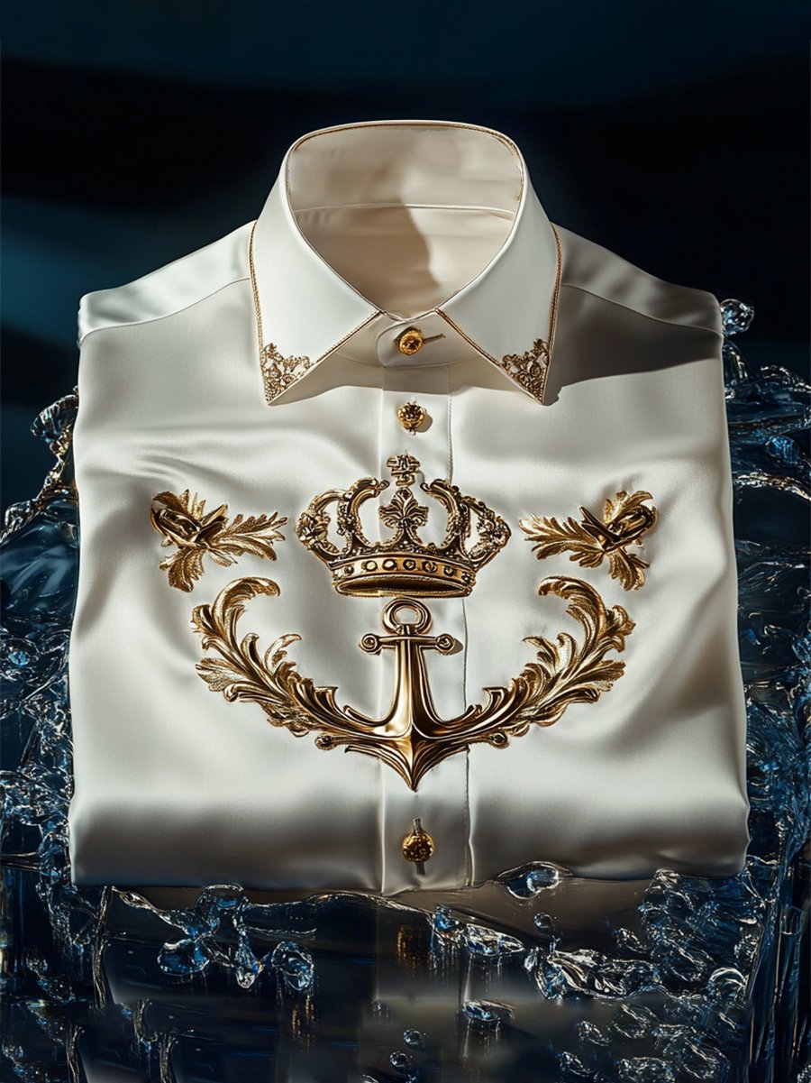 Men's Satin Luxe Long Sleeve Button Down Shirt