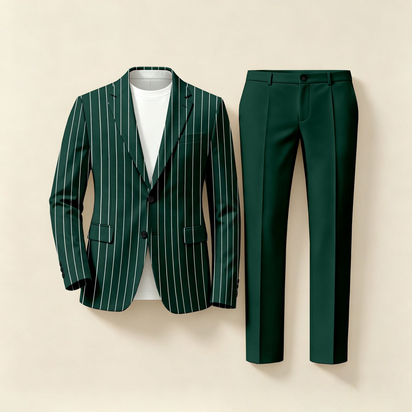 Men's Business Striped Long-Sleeve Shirt and Long Pants Two-Piece Suit