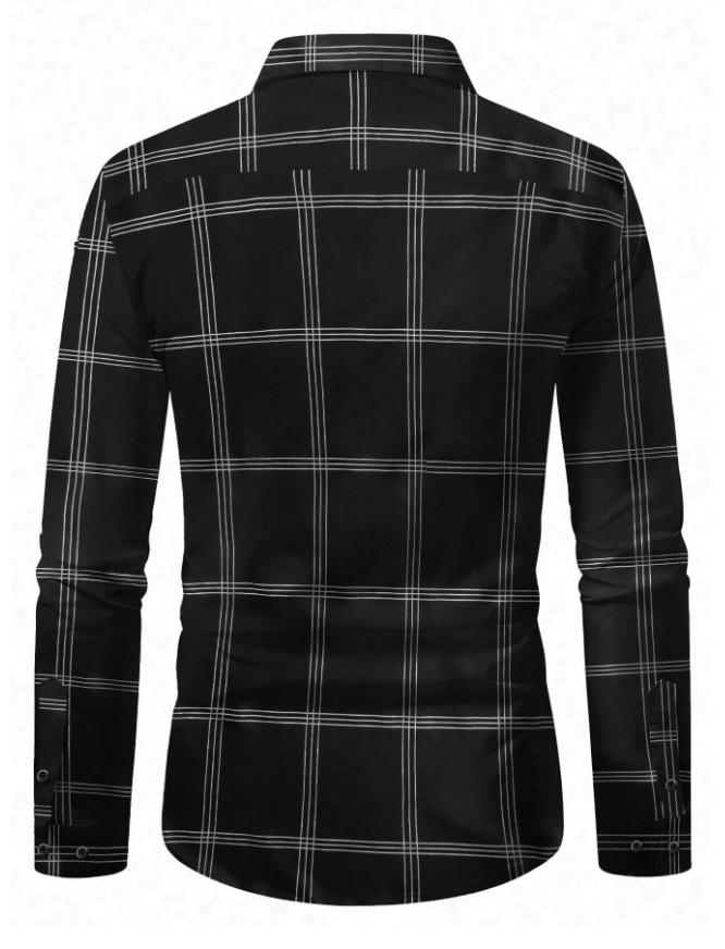 Men's Business Casual Striped Long Sleeve Shirt
