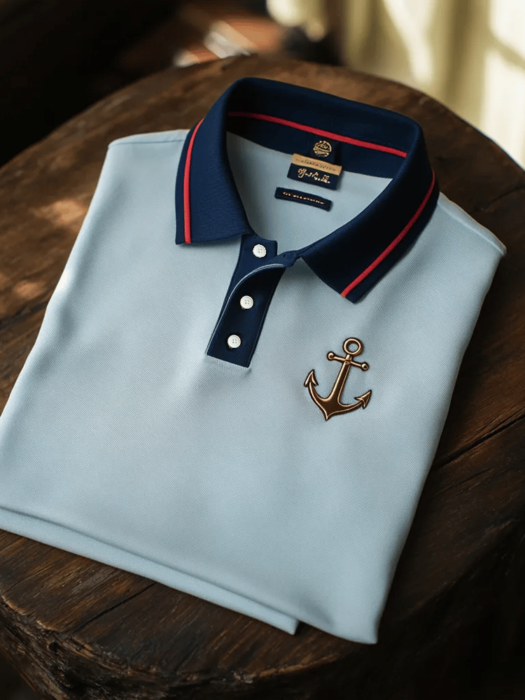 Men's vintage executive style long-sleeved polo shirt