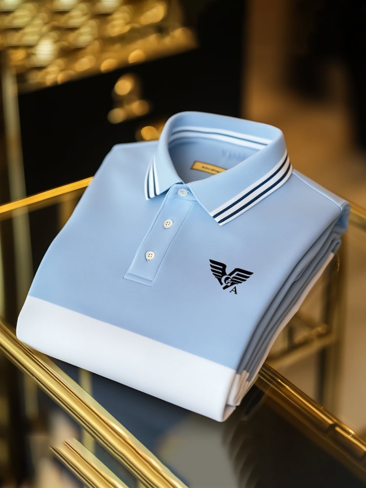 Men's Classic Business Check Button Short Sleeve Polo Shirt