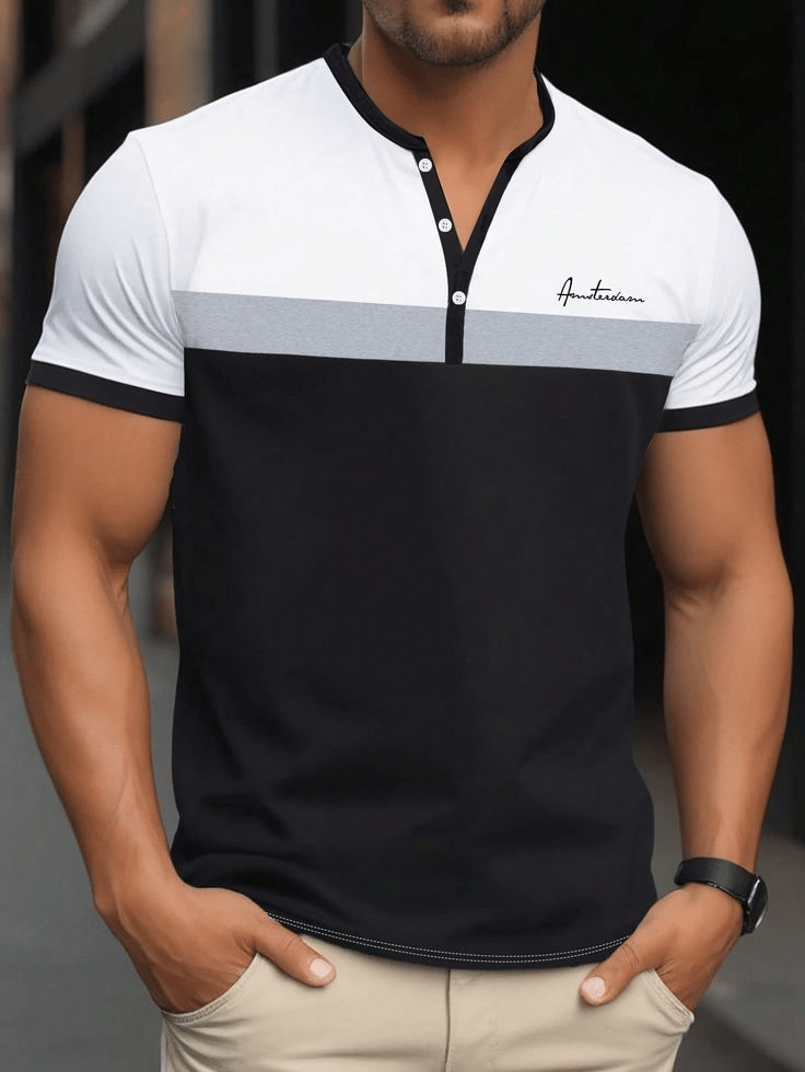 Men's Outdoor Western Bullhead Short Sleeve Henley T-Shirt