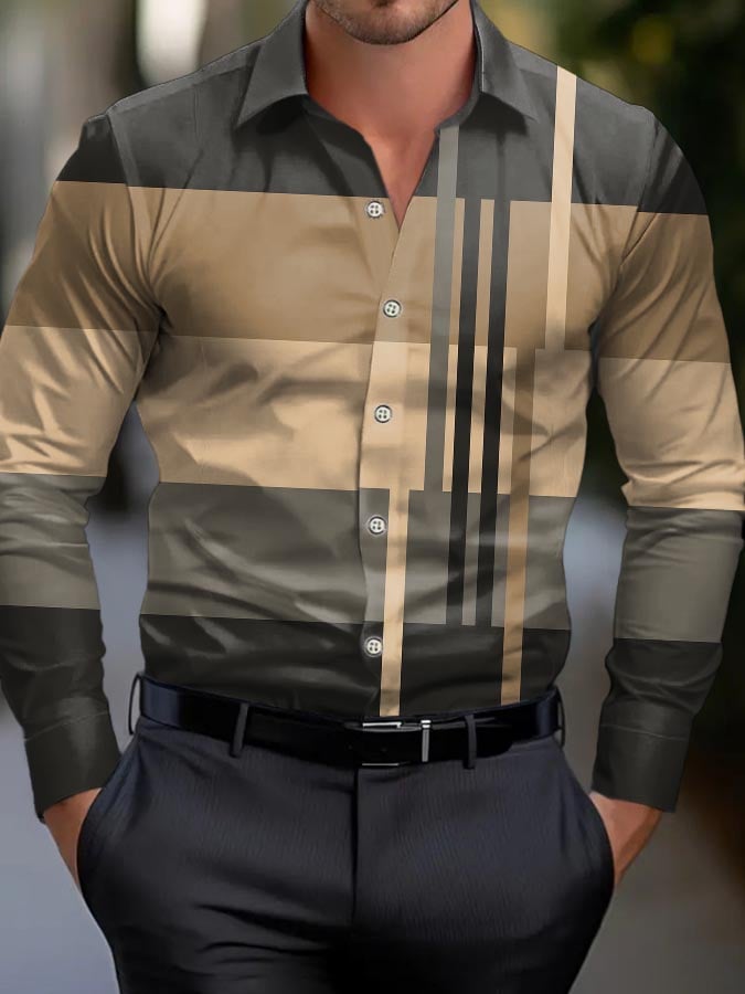 Men'S Business Striped Long Sleeve Shirt