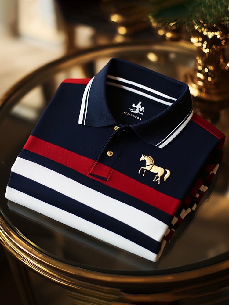 Men's Business Casual Button Short Sleeve Polo Shirt