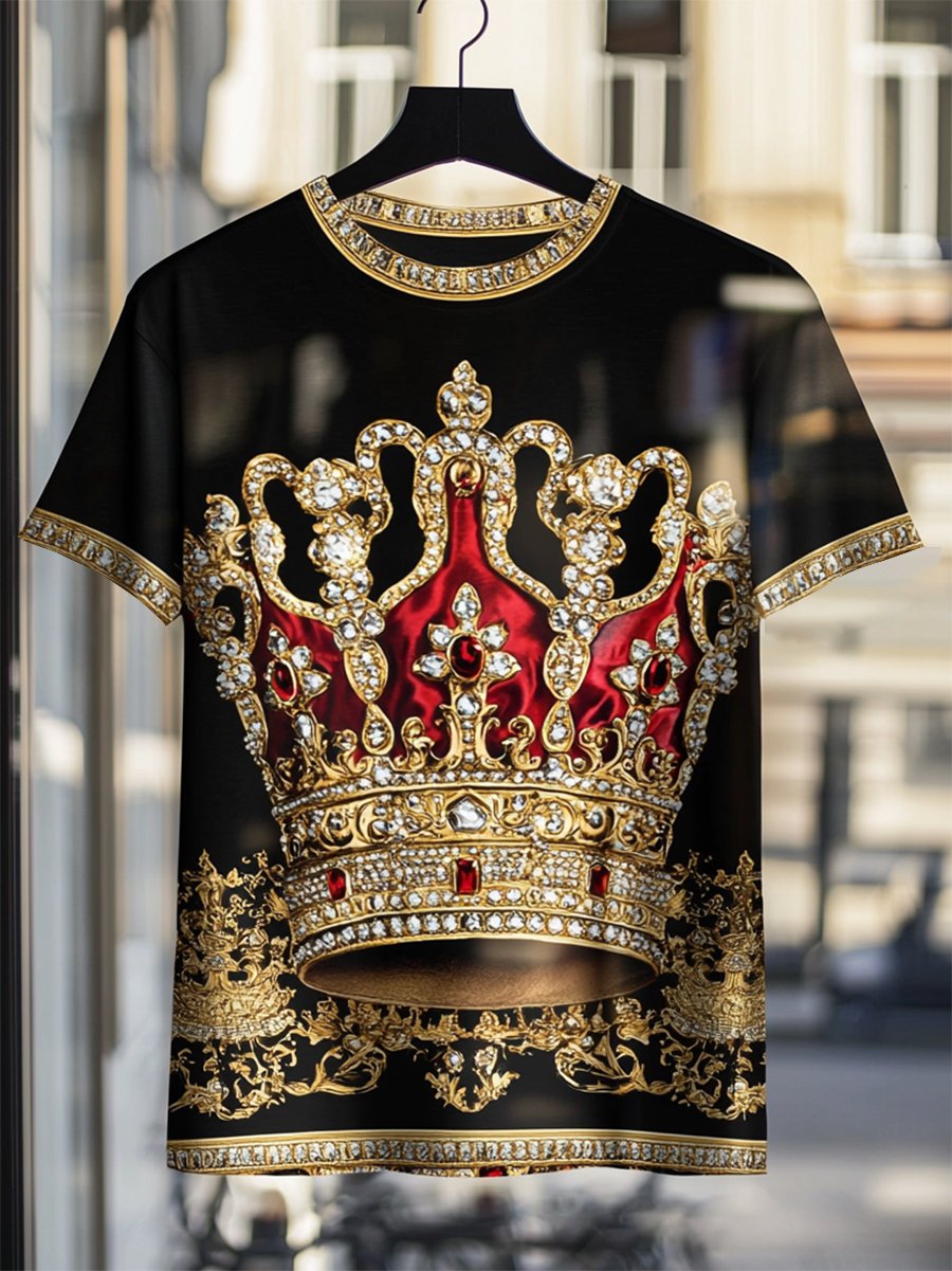 Men's Business Luxury Printed Cotton Short Sleeve T-Shirt