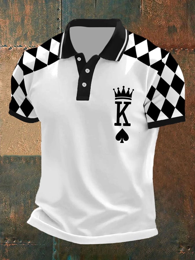 Men's King Of Spades Print Polo Shirt