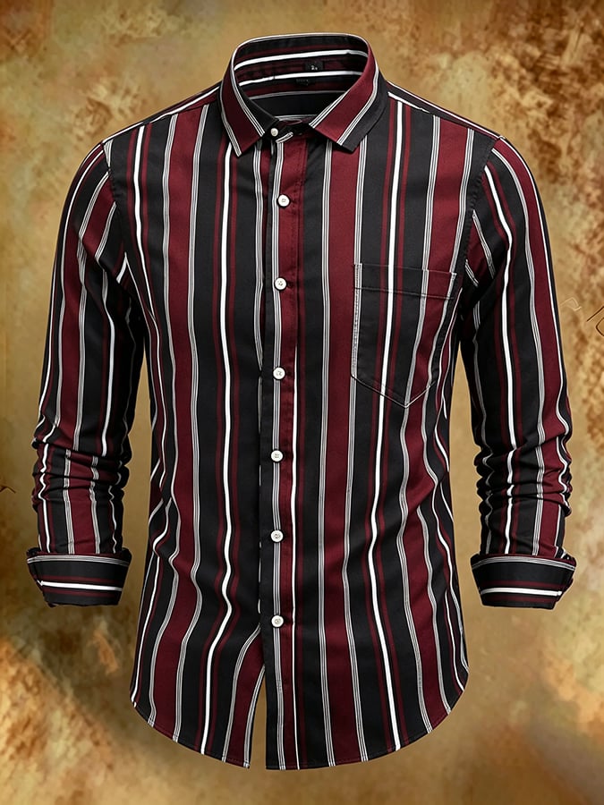 Men's Retro Abstract Art Print Comfortable Business Style Shirt