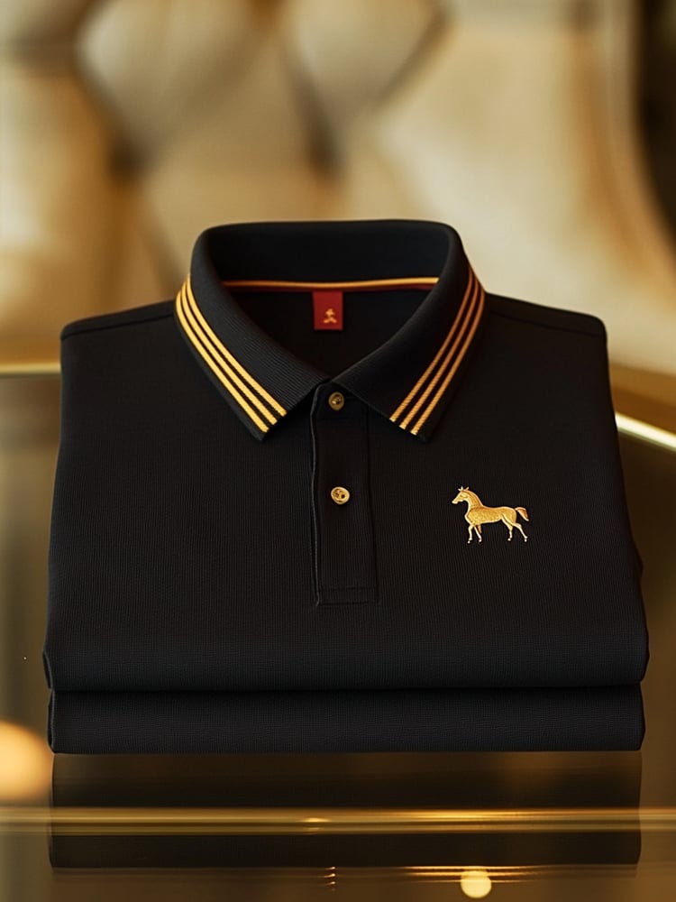 Men's Business Casual Button Short Sleeve Polo Shirt