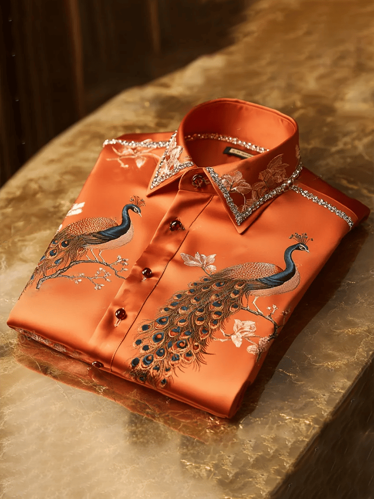 Men's Satin Luxe Print Short Sleeve Button Shirt