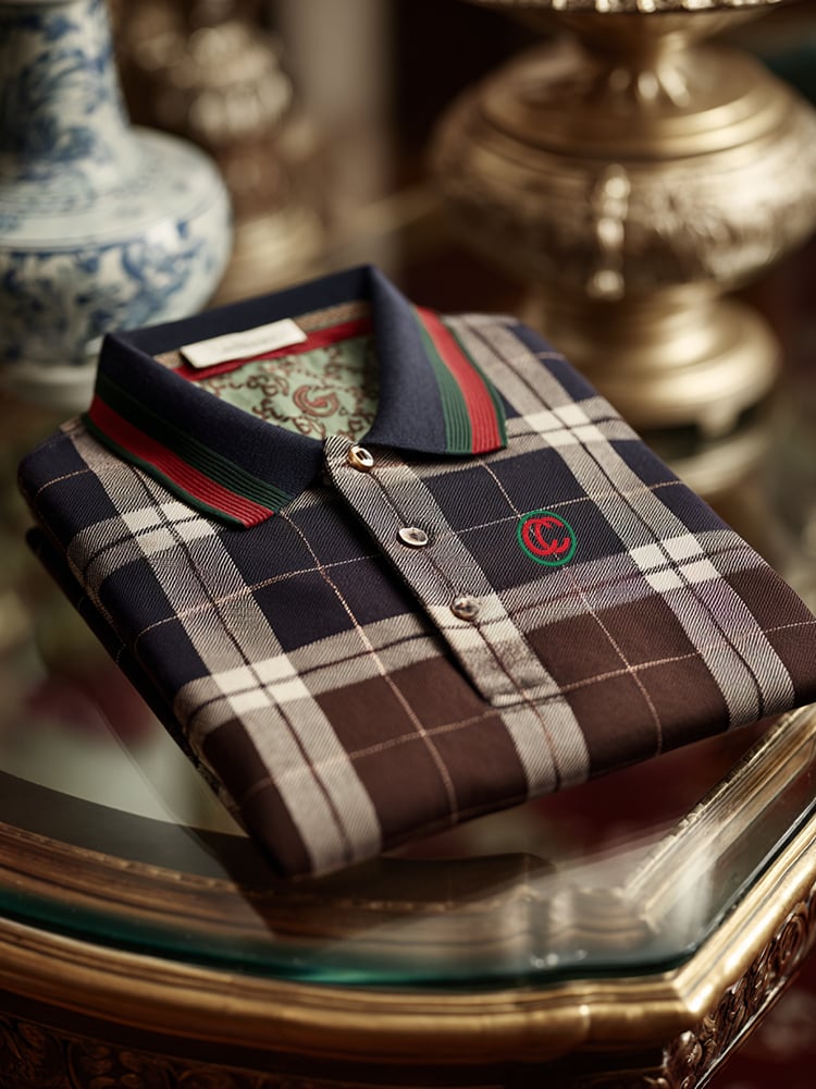 Men's Retro Business Print Long Sleeve Polo Shirt
