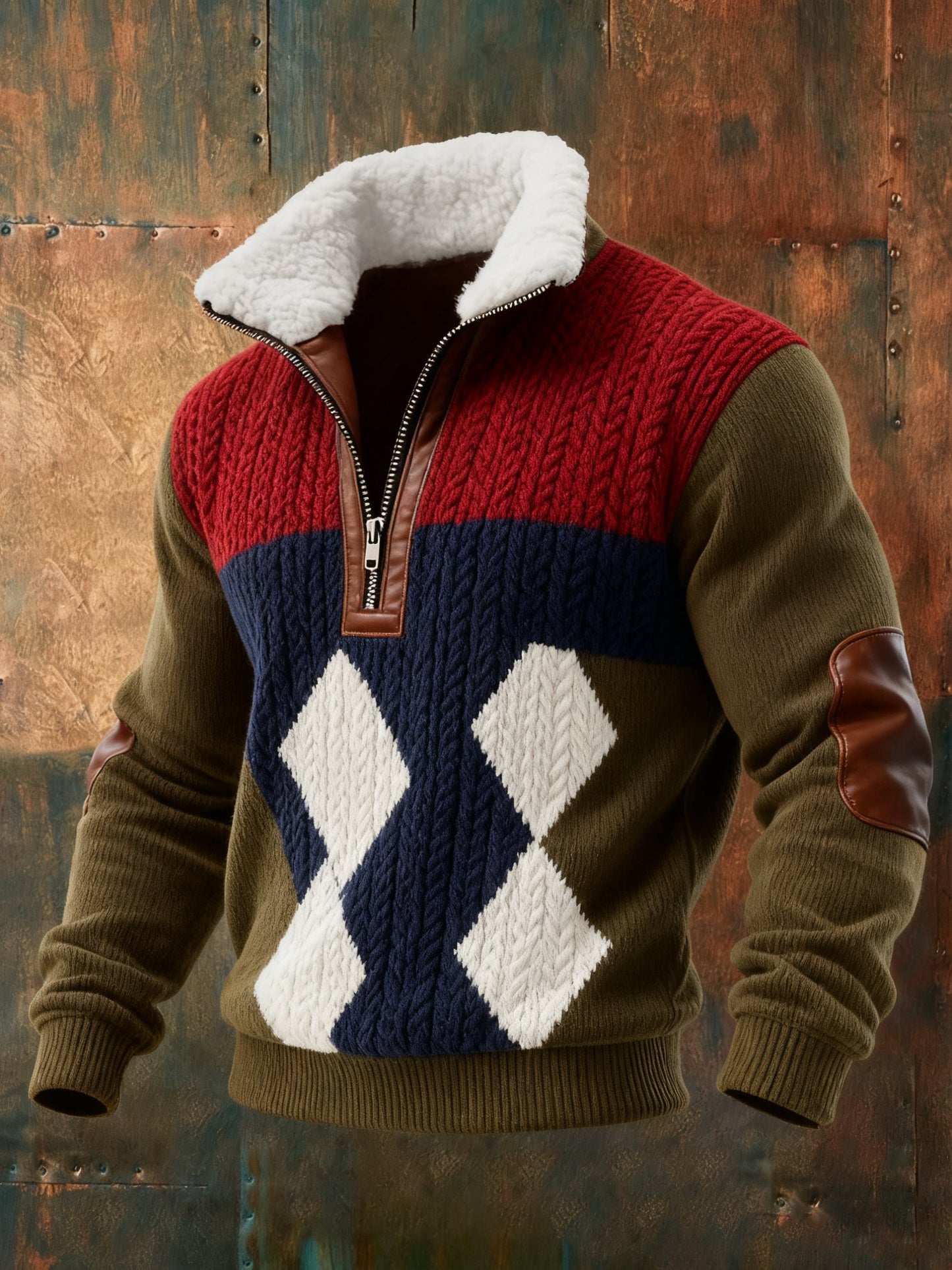 Men's Geometric Print Textured Casual Sweatshirt