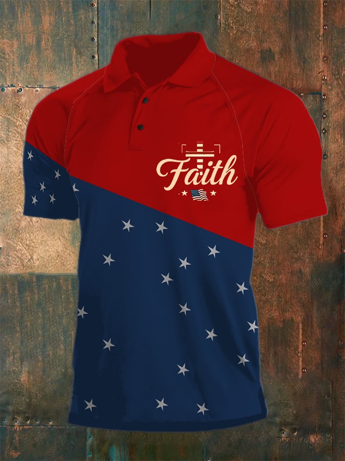 Men's Casual Faith Graphic Print Polo Shirt