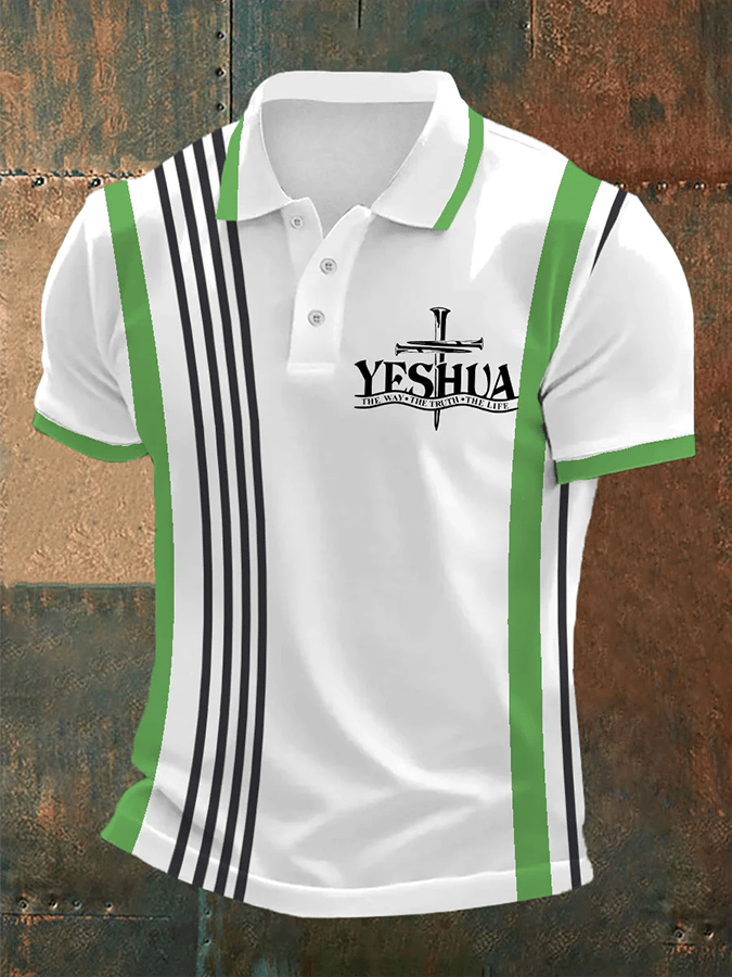 Men's Retro Faith Casual Printed Polo Shirt