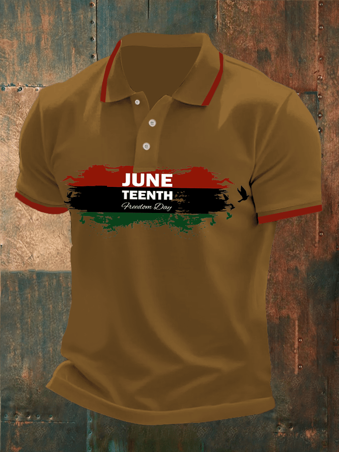 Mens Casual Juneteenth Print POLO Shirt