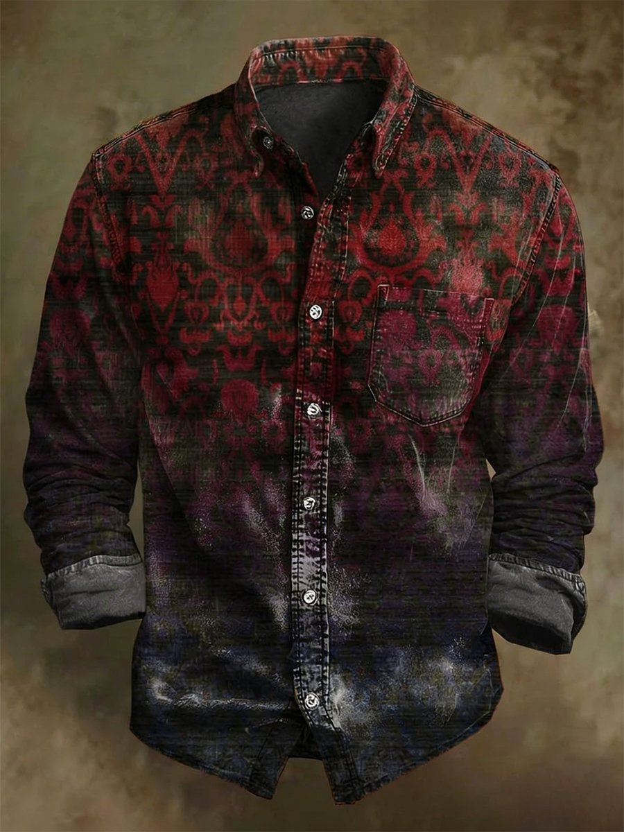 Men's Vintage Art Long-Sleeved Shirt