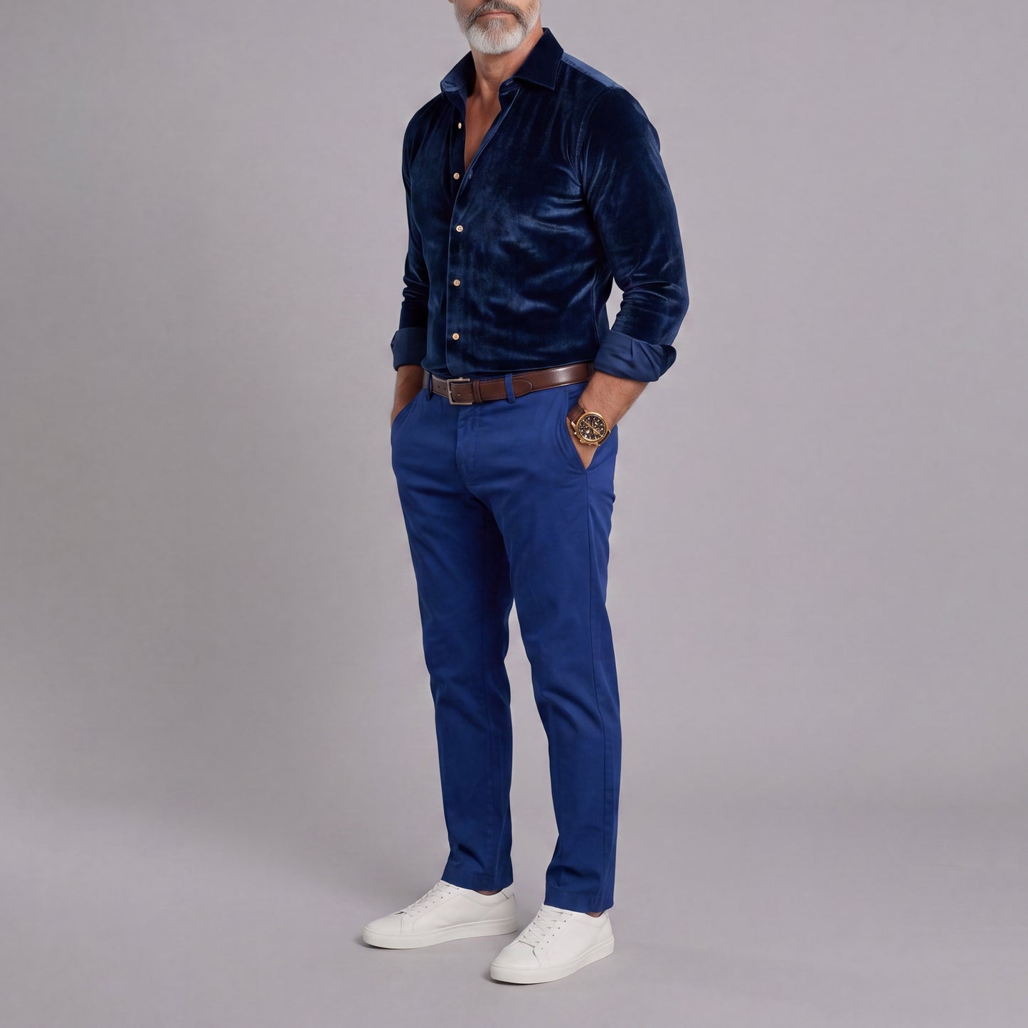 Men's Long-Sleeve Solid-Color Shirts