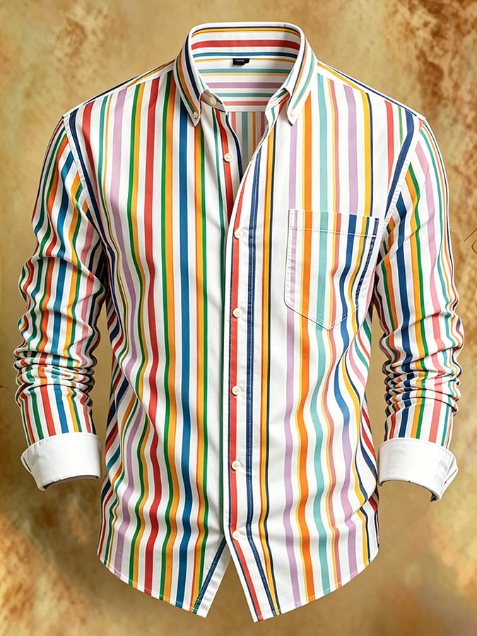 Men's Retro Abstract Art Print Comfortable Business Style Shirt