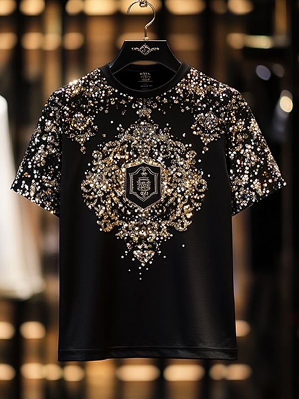 Men's Business Luxury Printed Cotton Short Sleeve T-Shirt