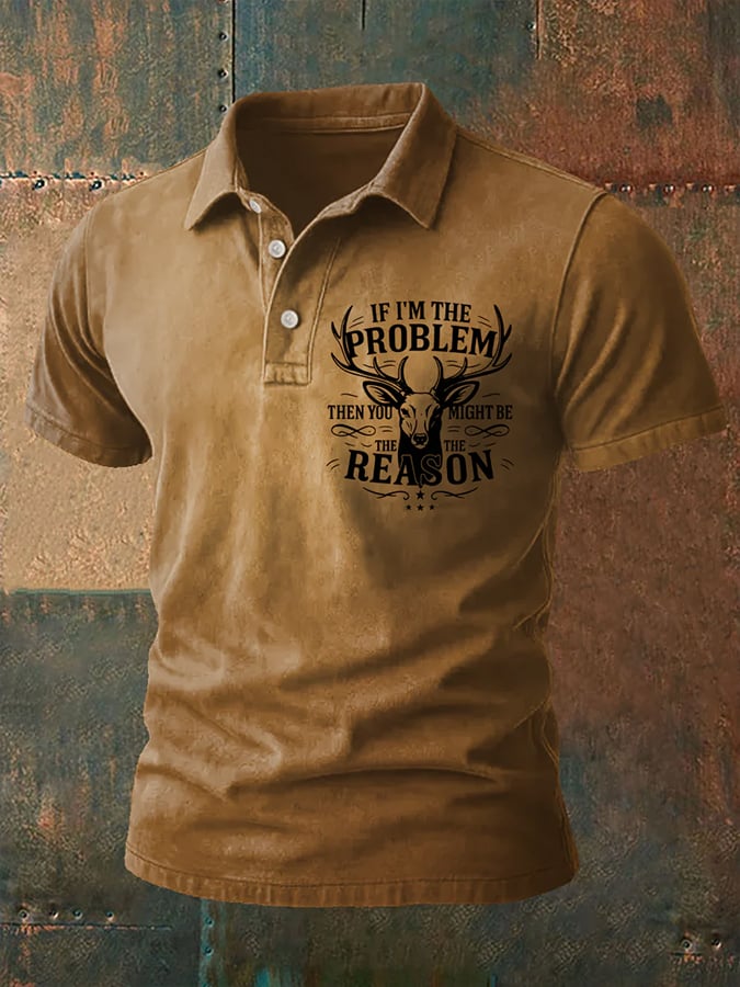 Men's Western Retro Print Polo Shirt