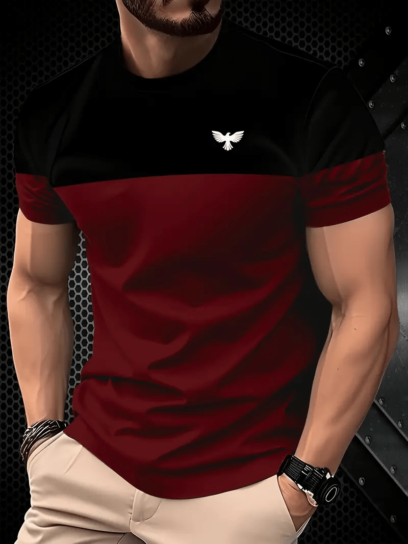 Men's Business Stripe Logo Print Short Sleeve T-Shirt
