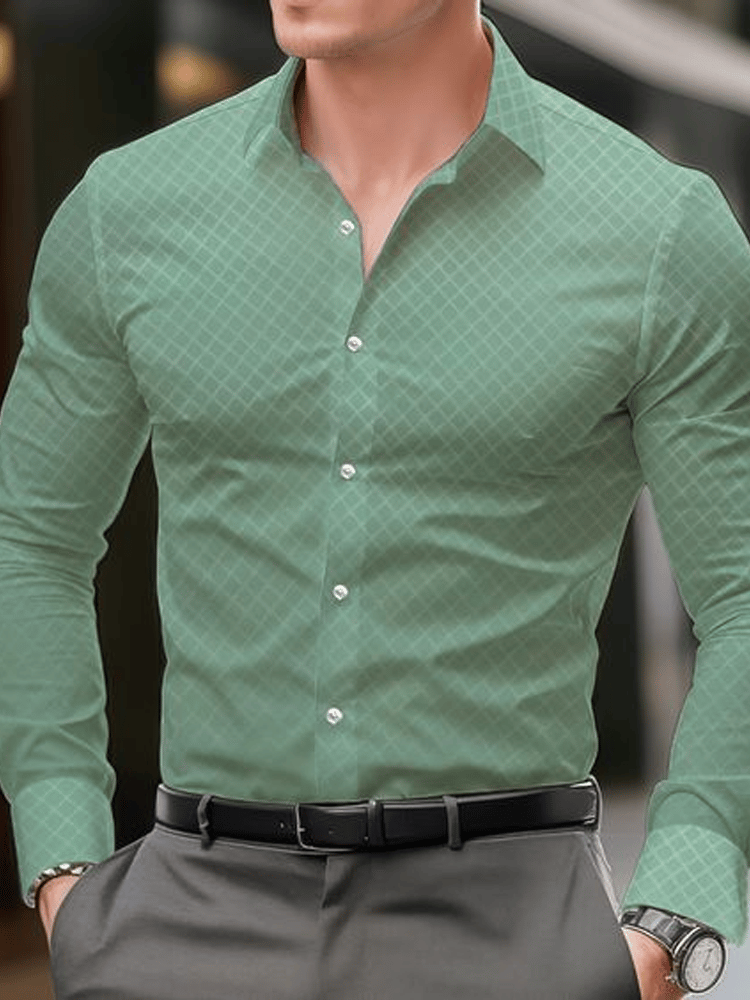 Men's Business Casual Striped Long Sleeve Shirt