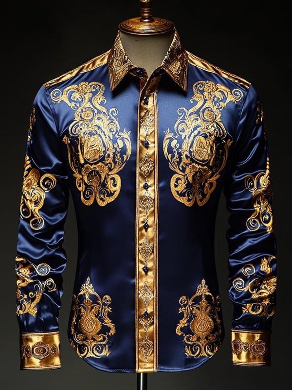 Men's Satin Luxe Long Sleeve Button Down Shirt