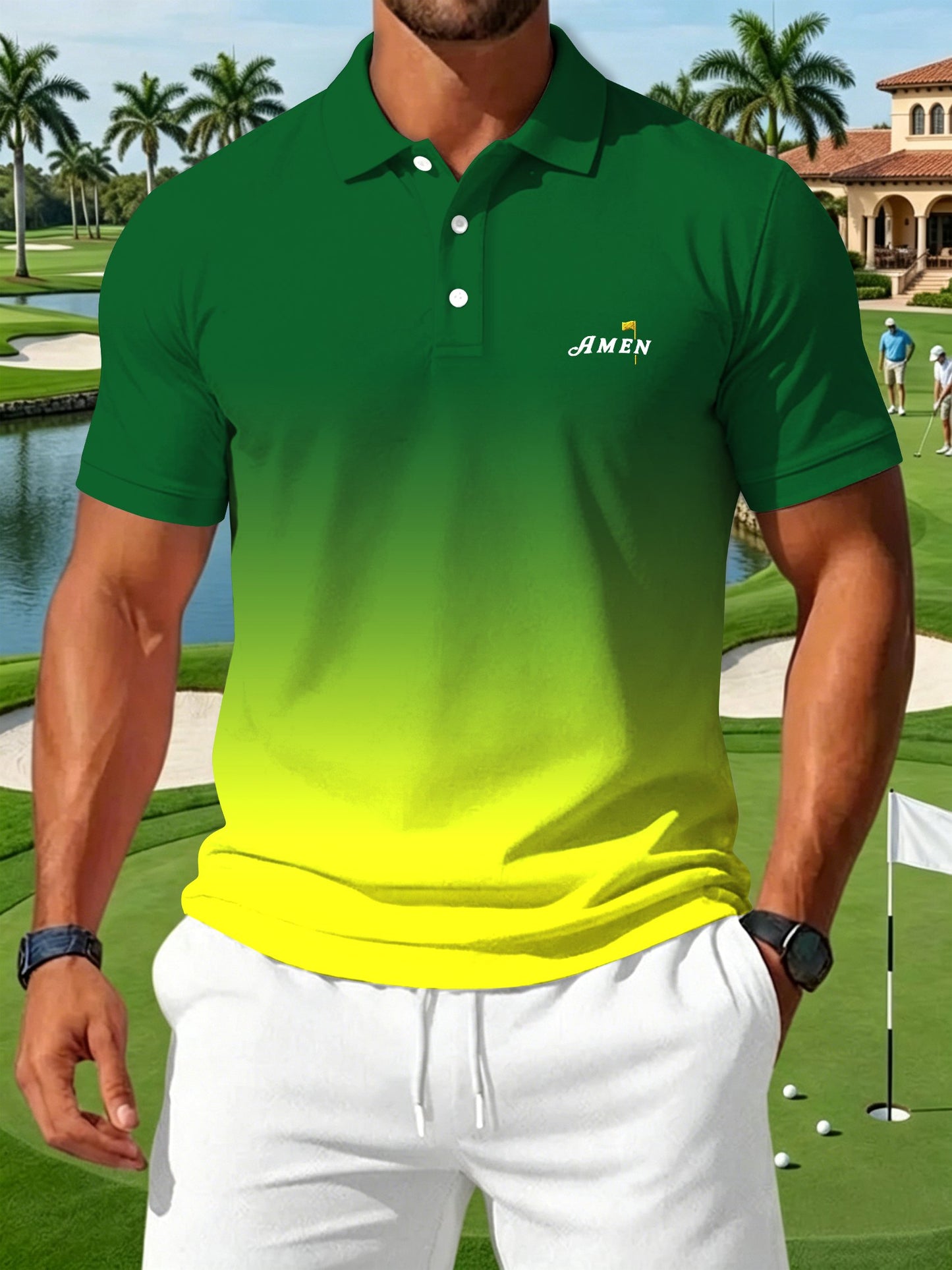 Men's Golf Print Casual Polo