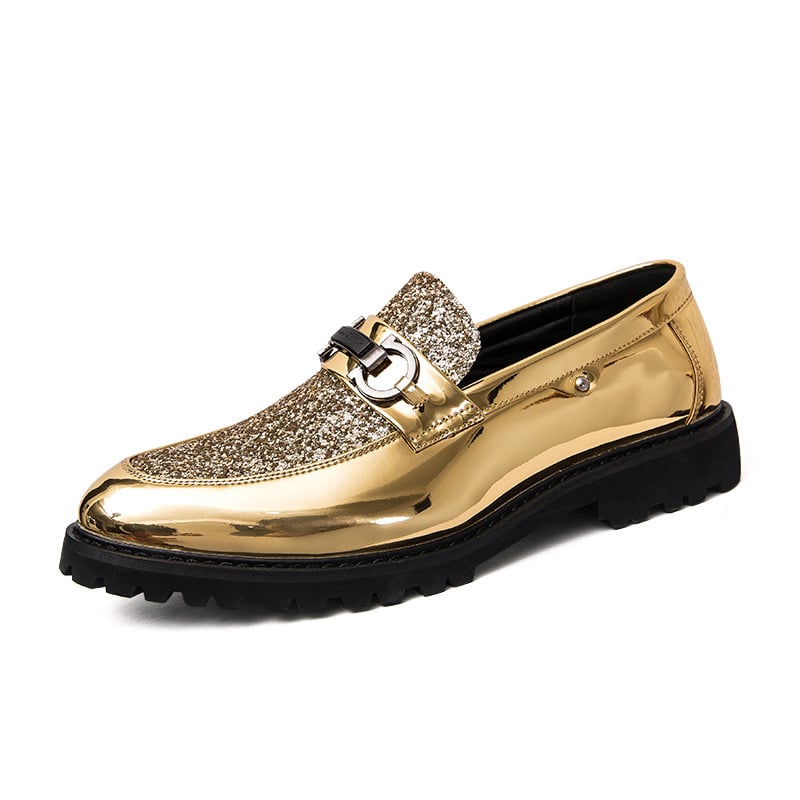British Fashion Matching Sequin Business Dress Leather Shoes
