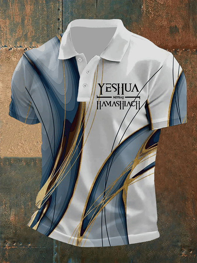 Men's Retro Faith Casual Printed Polo Shirt
