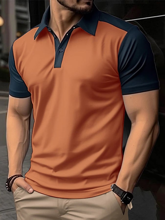 Men'S Casual Color Contrast Polo