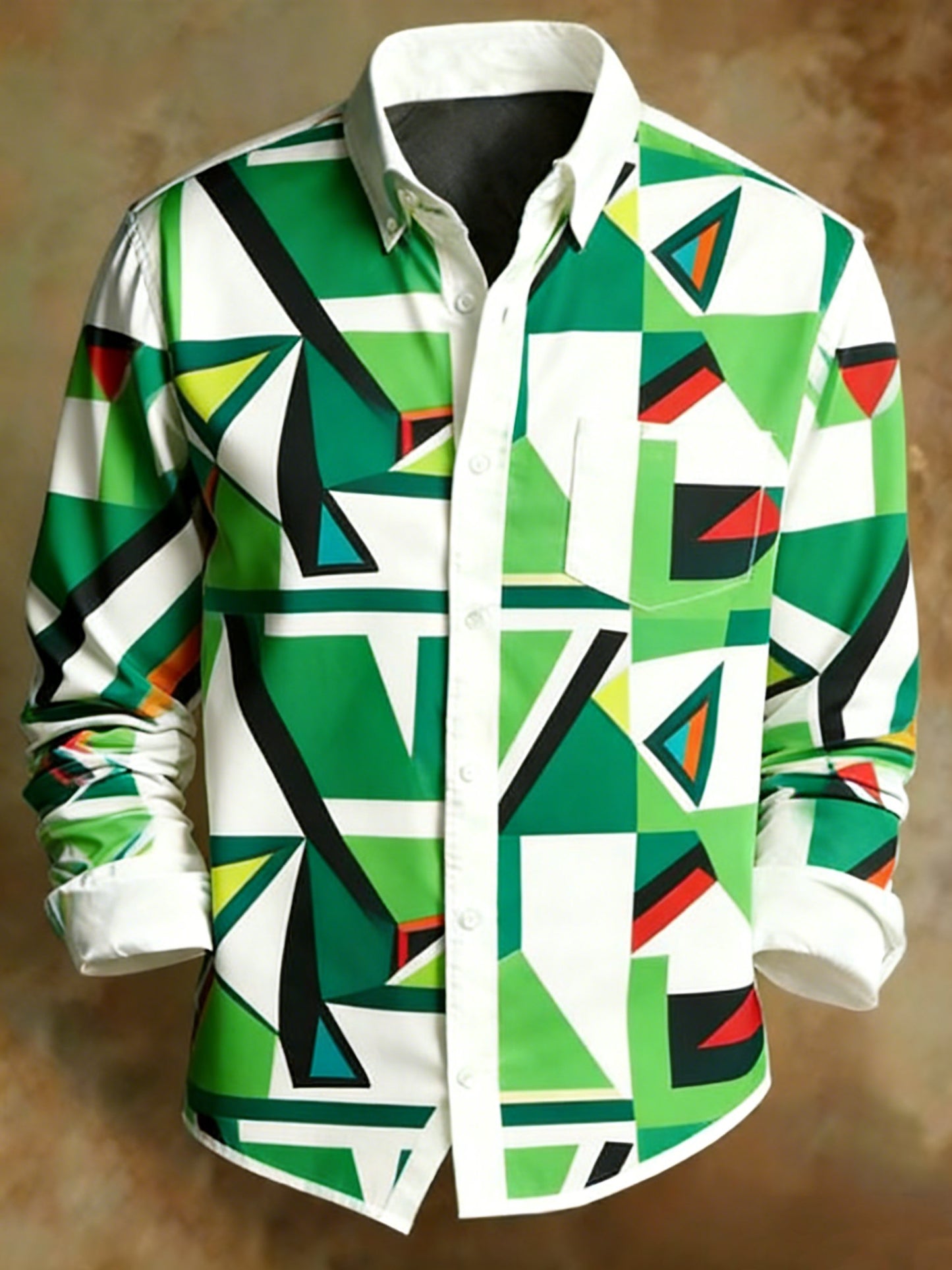 Men's Retro Abstract Geometry Print Business Style Shirt