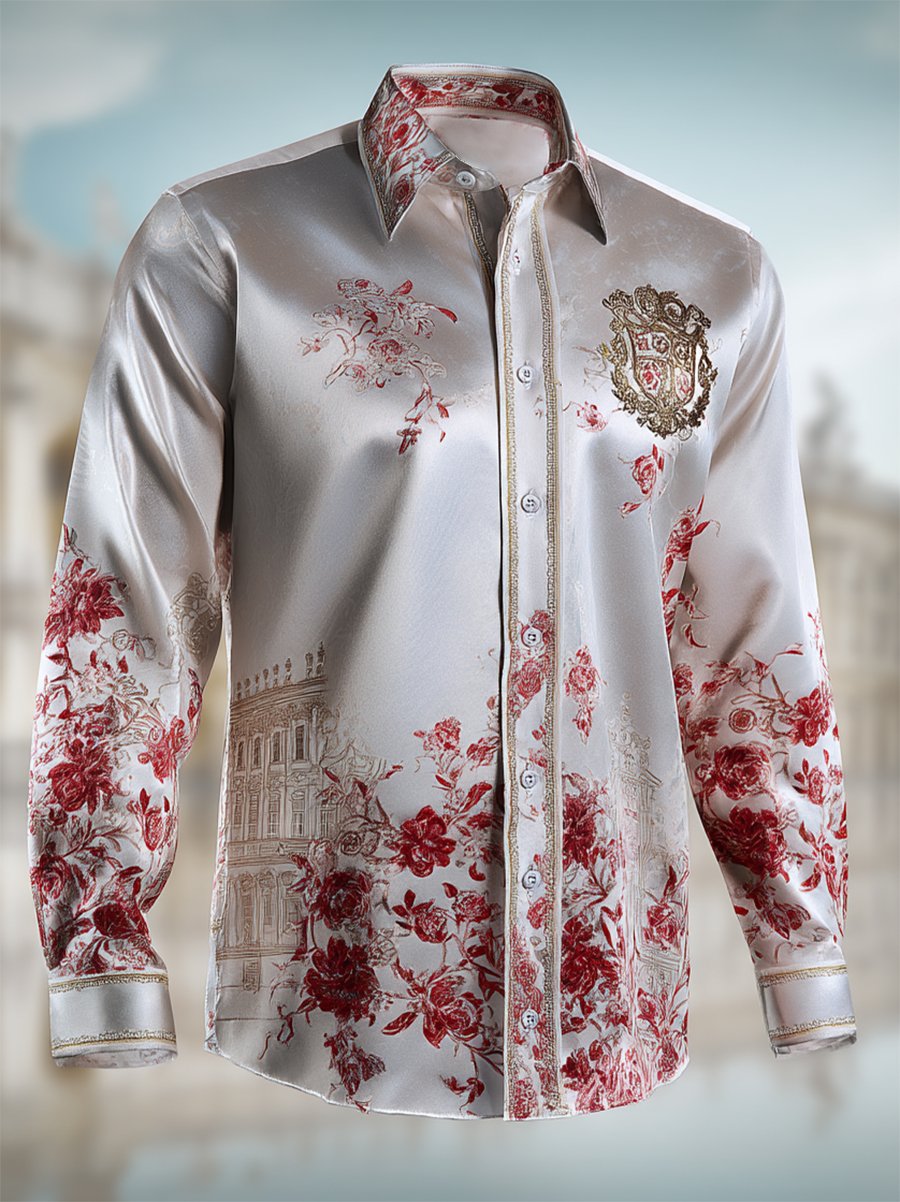 Men's Luxe Satin Long Sleeve Shirt