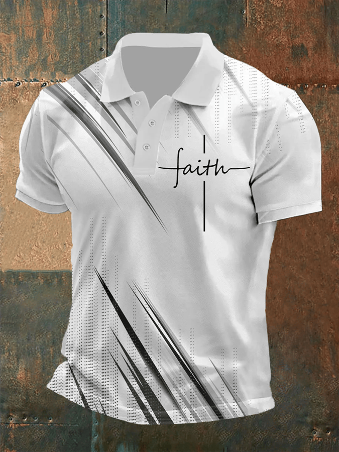 Men's Retro Faith Casual Printed Polo Shirt