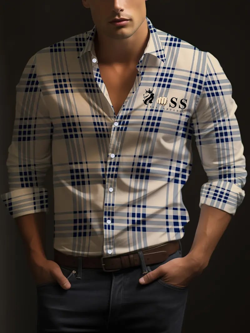 Men's Street Style Business Casual Printed Long Sleeve Shirt