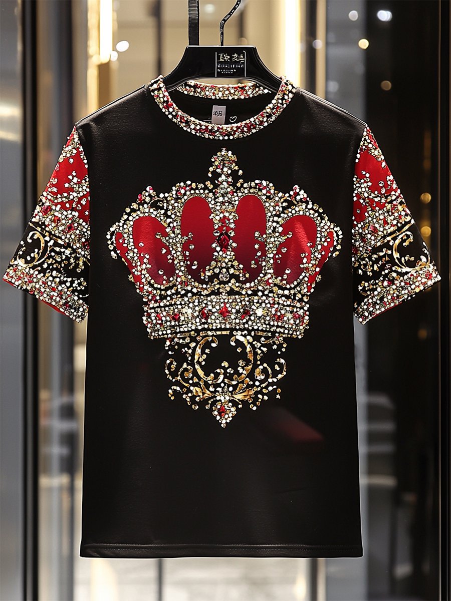 Men's Business Luxury Printed Cotton Short Sleeve T-Shirt