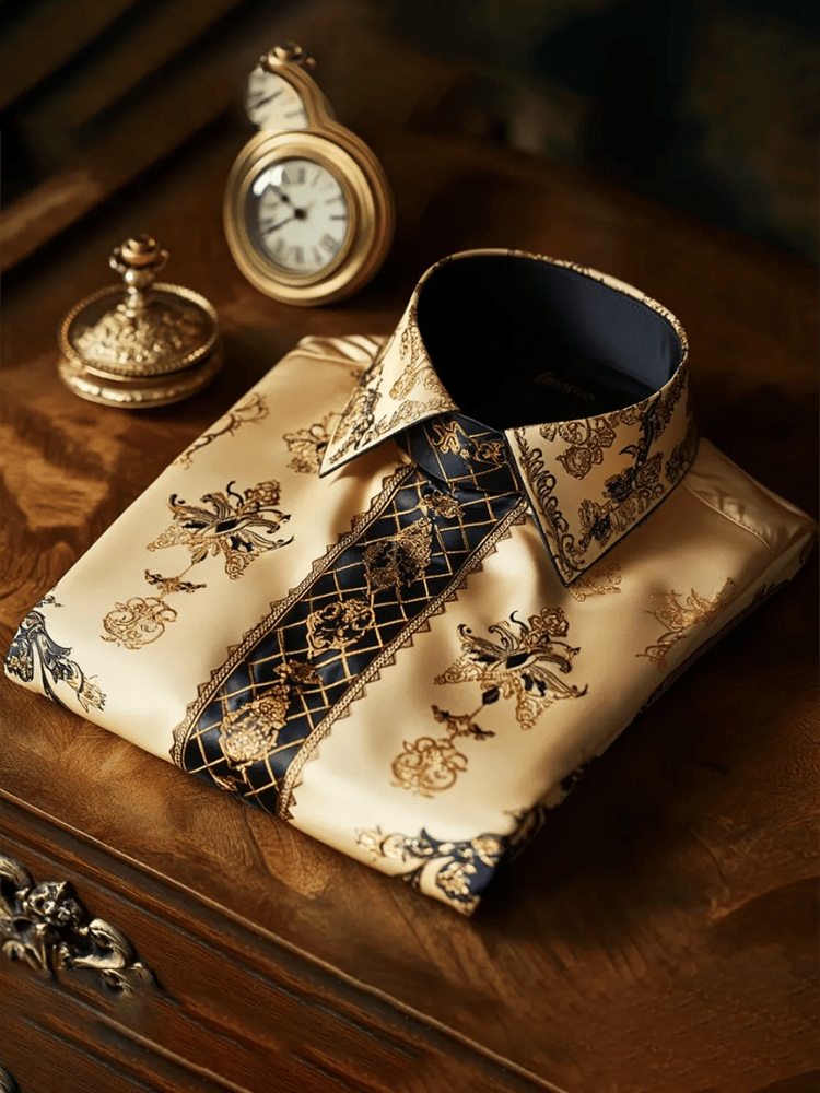 Men's Satin Luxe Print Short Sleeve Button Shirt